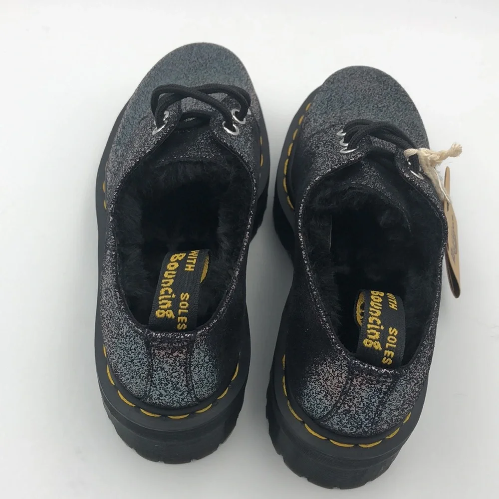 Dr. Martens 1461 Quad Metallic Platform Derby Faux Fur Lined